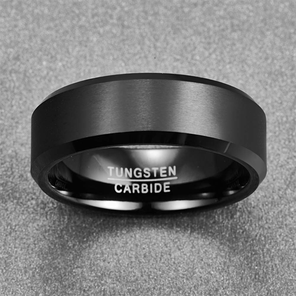 NUNCAD 6mm 7mm 8mm Argento Anello Semplice in Tungsteno con Smussato Lucidati e Spazzolato Uomo Donna Comoda Taglia 11.75-32.25