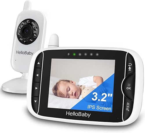 HelloBaby Monitor de bebé con 2 cámaras monitor de bebé sin WiFi con cámara y audio, monitor de bebé de video, visión nocturna, audio de 2 vías,