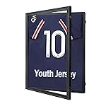 IHEIPYE Kids Jersey Frame Display Case Lockable, Sport Jersey Shadow Box with 98% UV Protection Acrylic and Hanger for Baseball Basketball Football Soccer and Uniform, Small-Black Locks