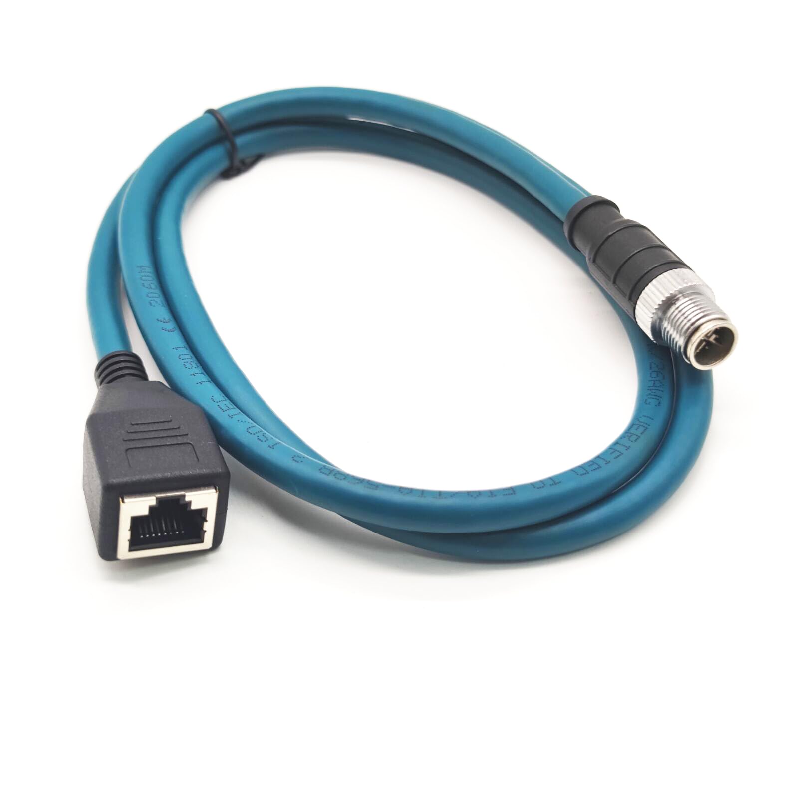 3.28ft M12 8 Pin to RJ45 Industrial Ethernet Cable, M12 8 Pin X Code Male to RJ45 Female Connector Cable High Flex Cat6 Shielded Field Wireable Cable Assembly for Automation Application 1Meter