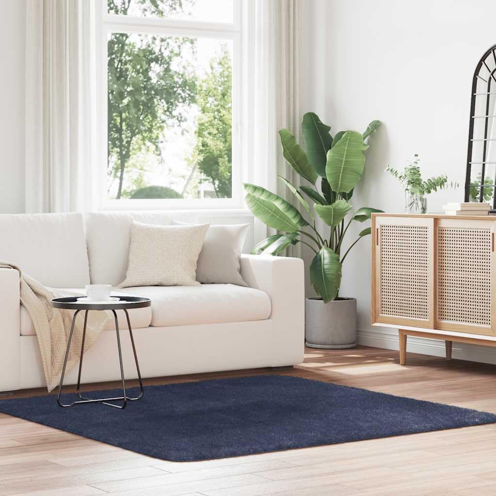 Tapis bleu marine pour salon chaleureux et chambre cocooning 160 cm