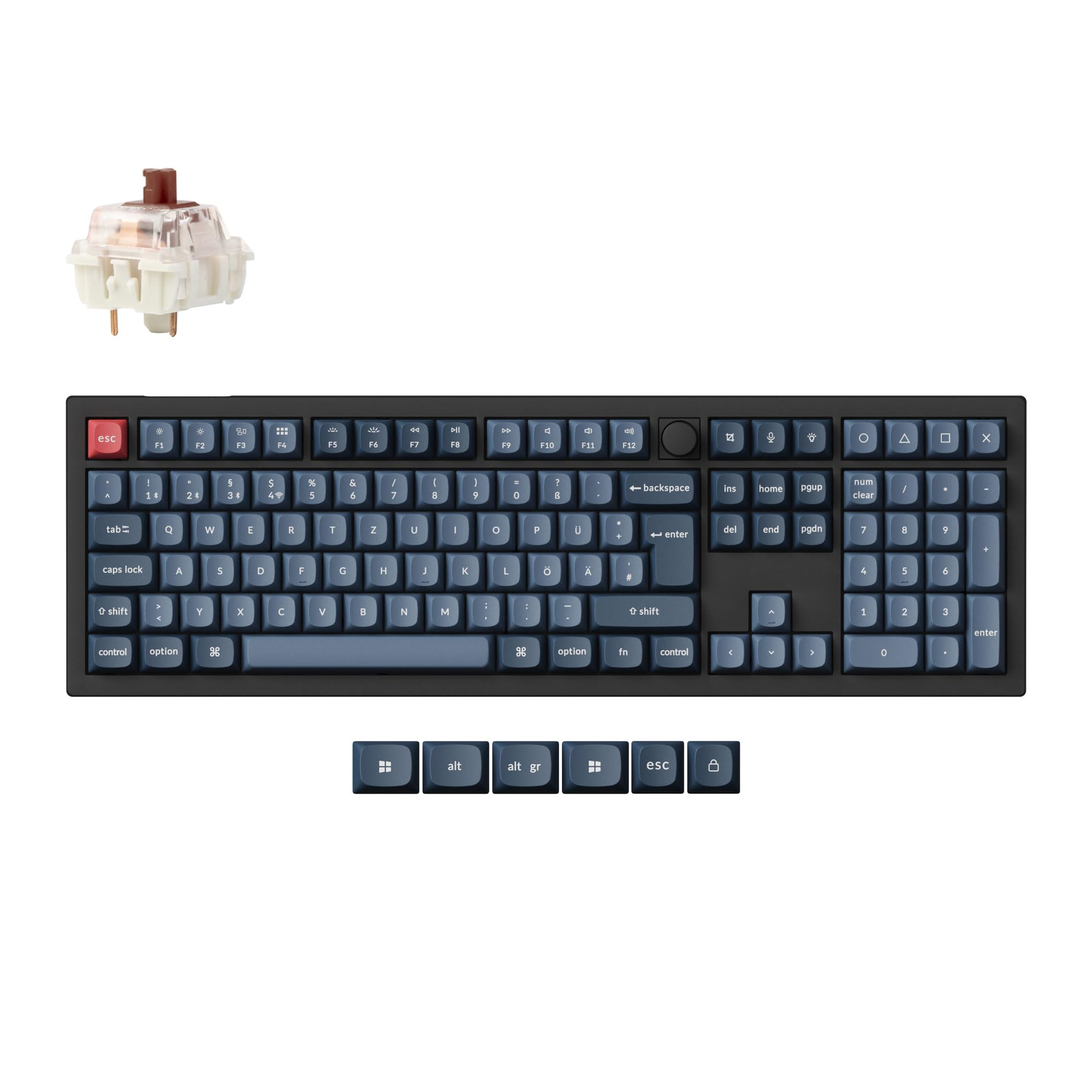 Keychron V6 Max Kabellose QMK Custom Mechanische Tastatur, 2.4 GHz/Bluetooth Full-Size DE-ISO Layout RGB Hot-Swappable Gateron Brauner Switch Kompatibel mit Mac Windows Linux
