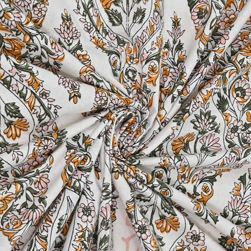 Image of 100% Cotton Single Bedsheet with 1 Pillow Cover | 240 TC Pure Cotton Flat Bed Sheet | Traditional Jaipuri Printed Bedding Set | Soft & Breathable | 60 x 90 Inch (Rangmahal Single 32)