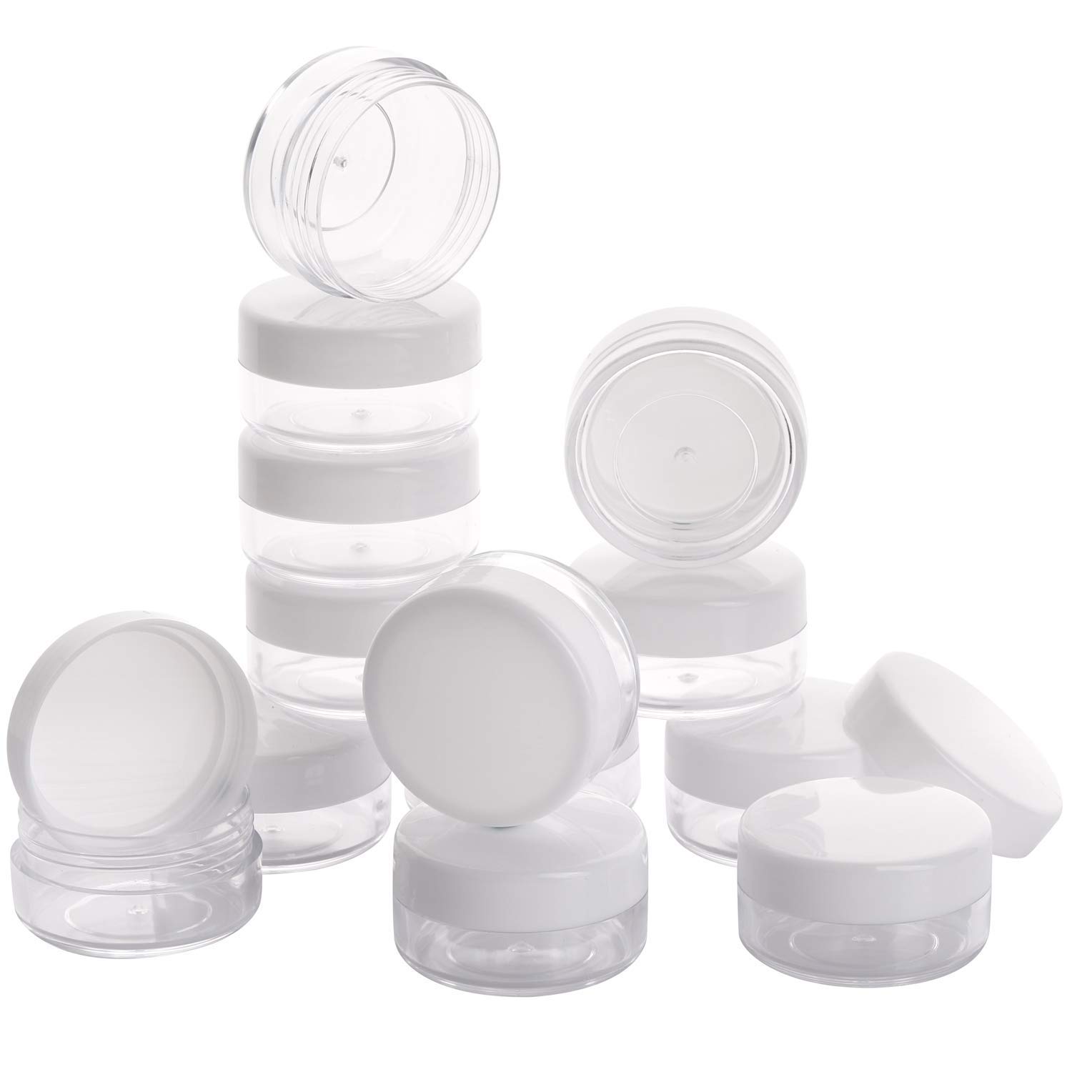 Hunky Dory 24pcs 15grams PS Acrylic Transparent with White Cap with LID Cosmetics Shan Container for Creams,Lip Balm, Body Butter, Essential oil, Costemic, Makeup, Travel Use-picture-0
