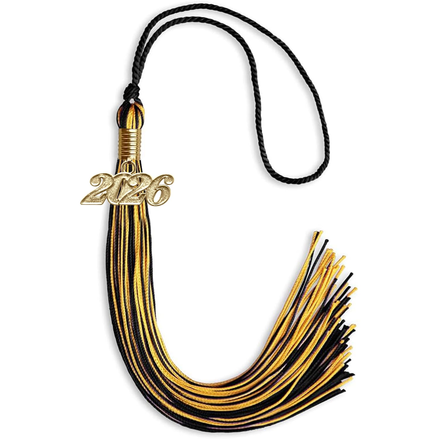 Endea Graduation Mixed Double Color Tassel with Gold Date Drop (Black/Gold, 2026)