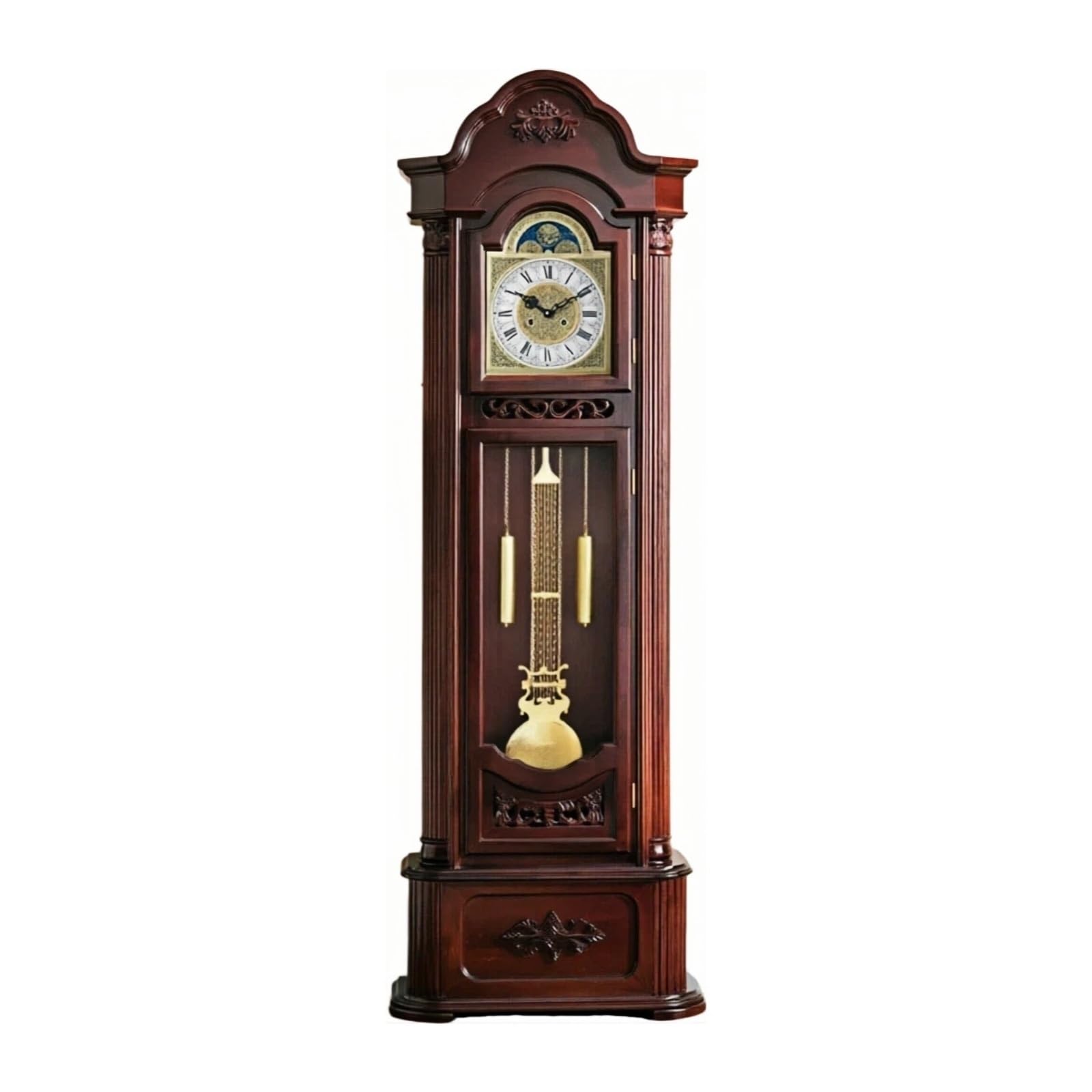 guiling-1986 Grandfather Clock ﻿ Wood Grandfather Floor Clock Mechanical Pendulum Chimes for Living Room floor clocks for living room