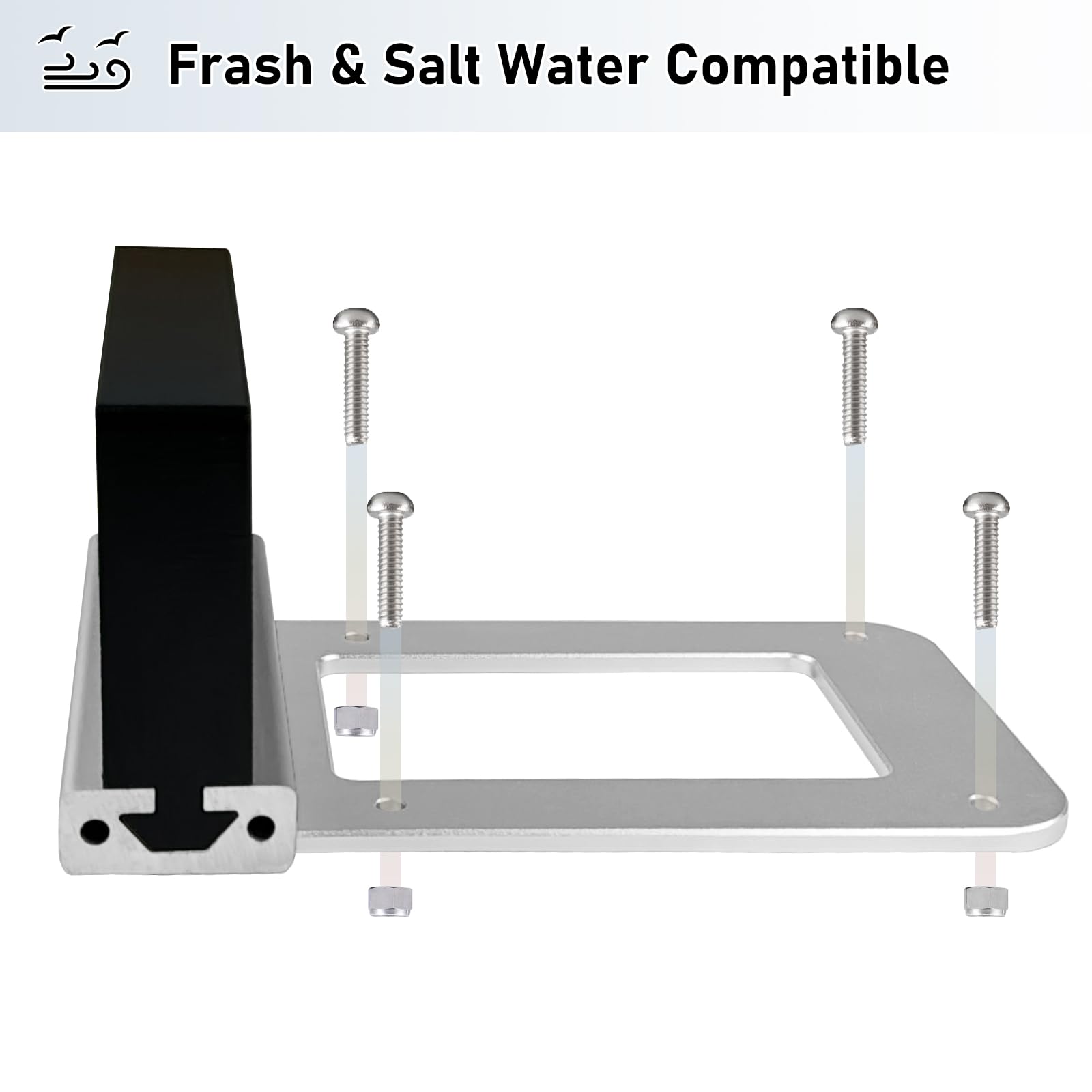 HEURYTEP Aluminium Transom Trolling Motor Mount Bracket, Universal Electric Trolling Motor Mount for Kayaks with a Flat Stern, Transom Motor Mount Use for Electric Trolling Motors Only.
