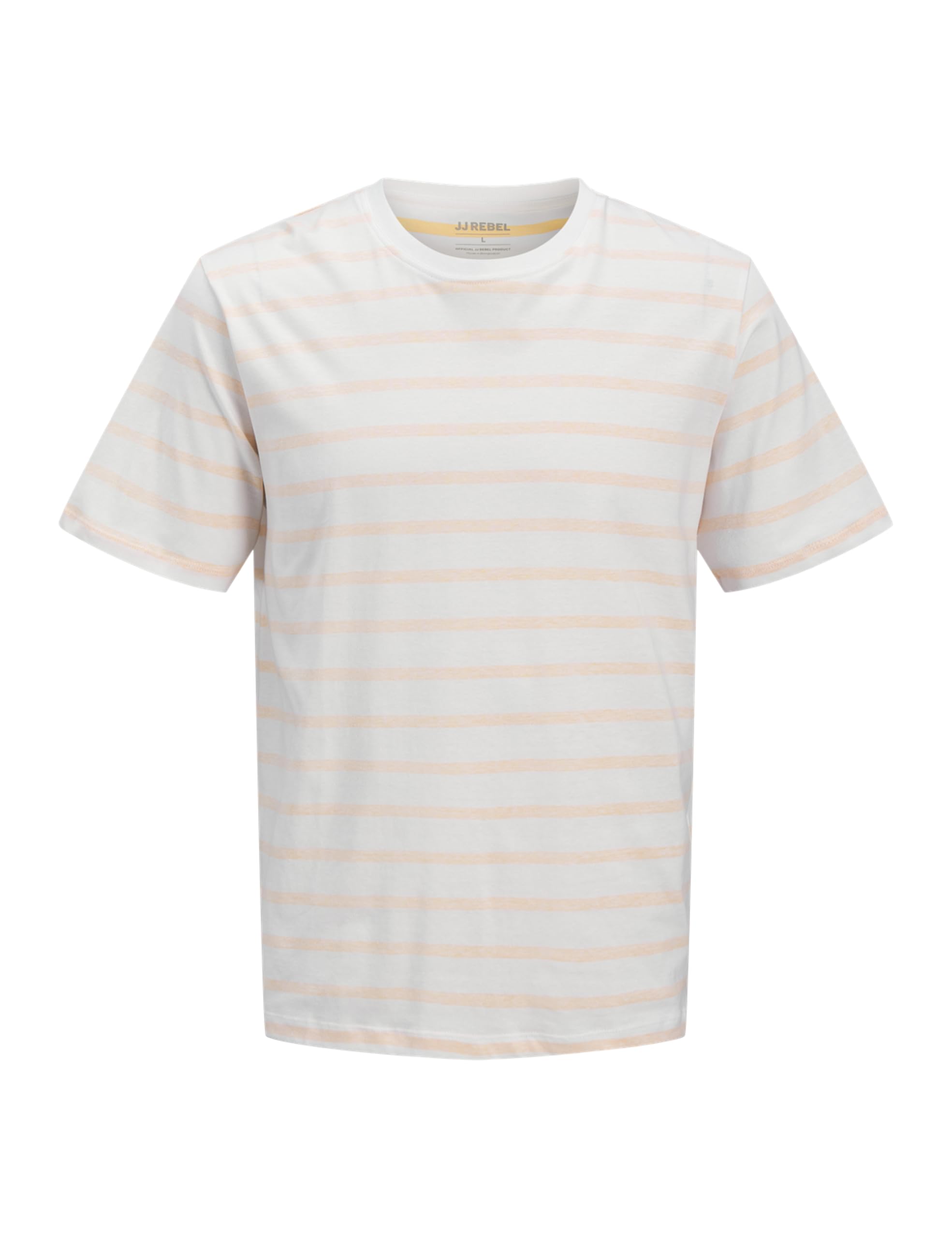 JJ REBEL Jrebpike Stripe Tee SS Crew Neck, Apricot Ice, L