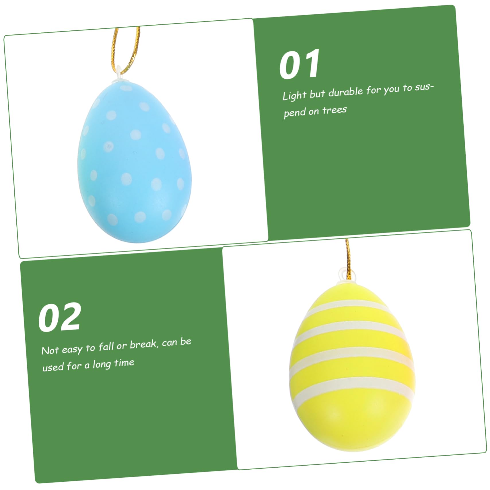 Gatuida 72stücke Teiliges Bunter Kunststoff-Ostereier Mit Aufhängeschnur Dekorative Eier Für Ostern Bastelprojekte Und Festliche Raumgestaltung Für Partys Und Osterbaum-Dekoration