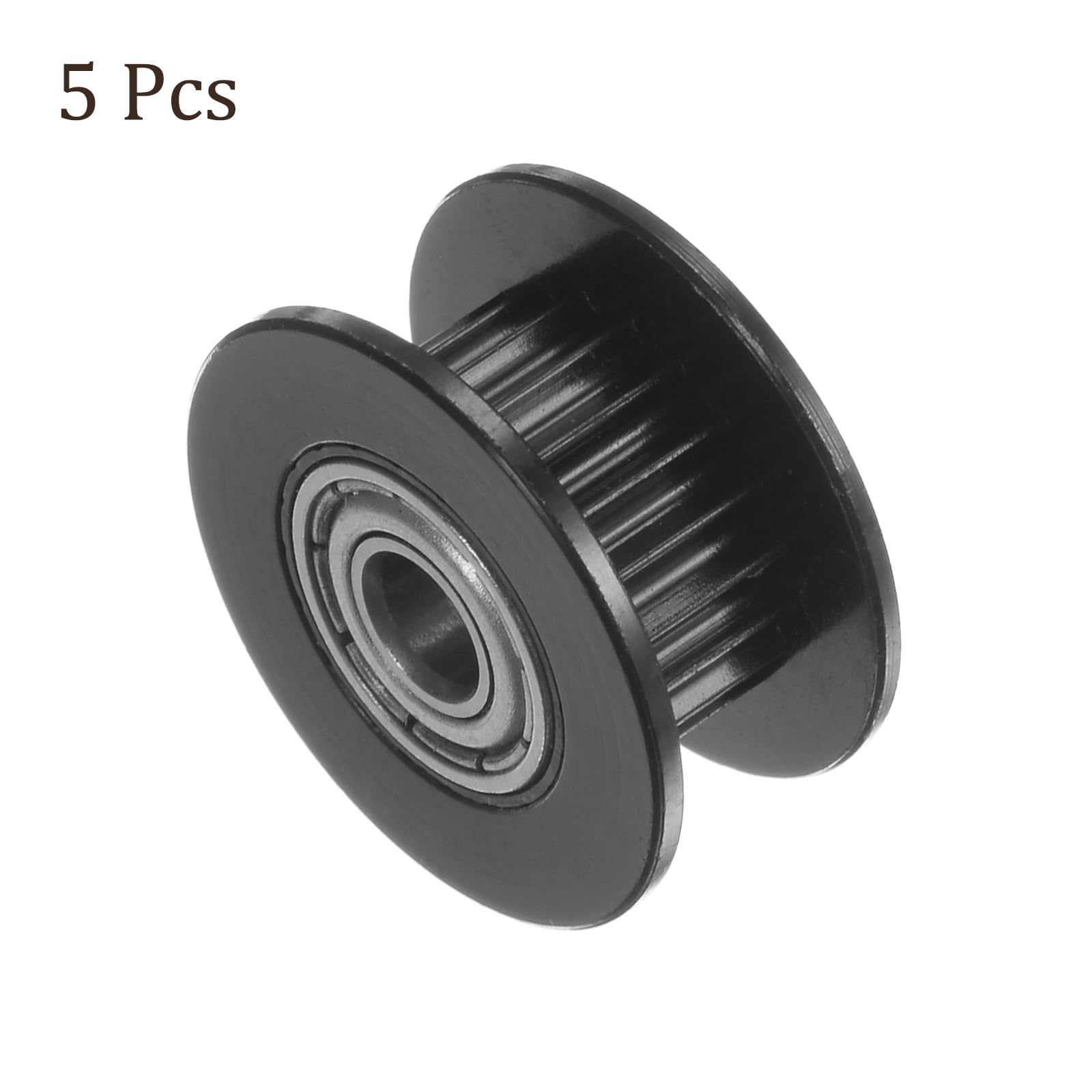 5 szt. Koła pasowe 2GT - [5 mm otwór x 18 mm OD] koło synchroniczne 20 zębów na 6 mm szerokość paska za pomocą mechanicznego napędu CNC drukarki 3D, stop aluminium, czarne