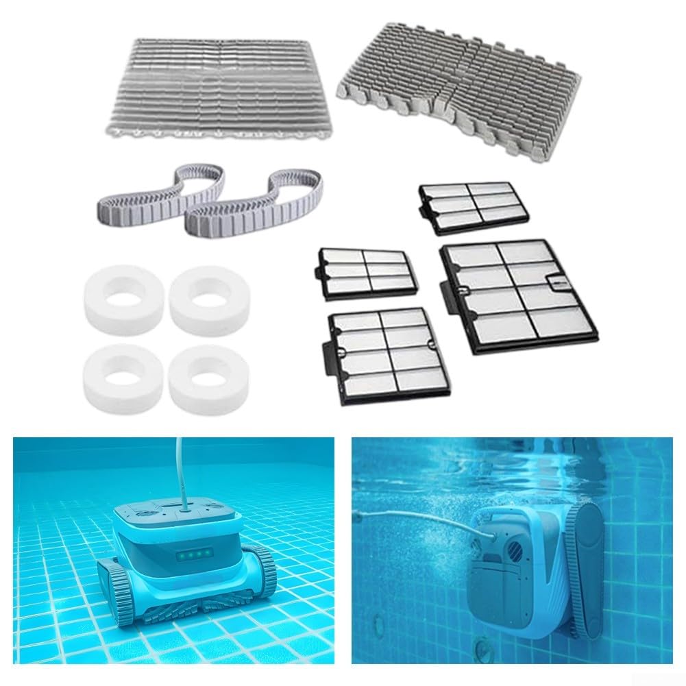 Kit d'entretien pour cartouche Dolphin Pool Robot pour Ps et Triton pour PS Plus avec 4 panneaux filtrants + 1 brosse active avant + 1 brosse arrière + 2 rails + 4 anneaux d'escalade