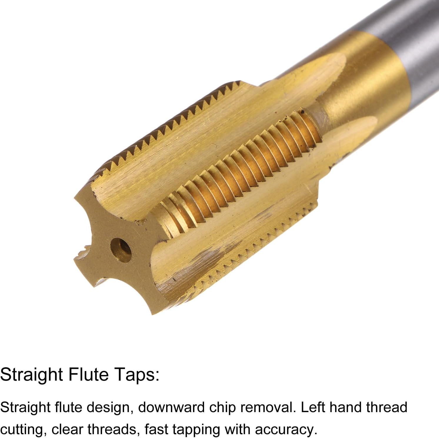 uxcell Straight Flute Taps, M20 x 1.5 Metric Left Hand Titanium Coated M35 Cobalt High Speed Steel Machine Tapping Screw Thread Milling Tap Machinist Repair Threading Tool