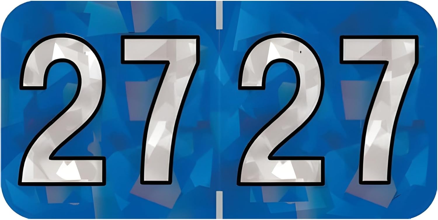 2027 Year Stickers, Doctor Stuff 2027 Chart Stickers, Holographic Blue Colored, USA Made Year Labels for End Tab File Folders, 500 Labels per Roll, 1 Roll, 3/4" x 1-1/2"