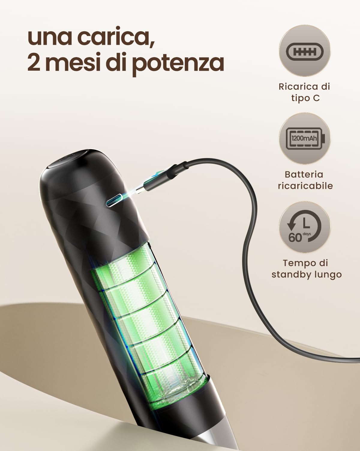 Maestri House Montalatte ricaricabile, portatile, elettrico, in acciaio inox, impermeabile, staccabile, frusta per bevande, mini frullatore per matcha, latte, cappuccino, LunaFro Mini