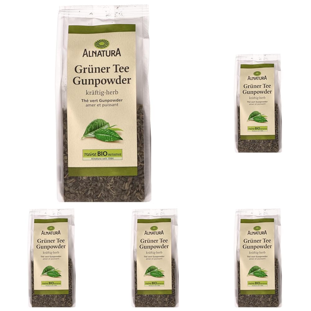 Alnatura Bio Grüntee Gunpowder, 100g (Packung mit 5)
