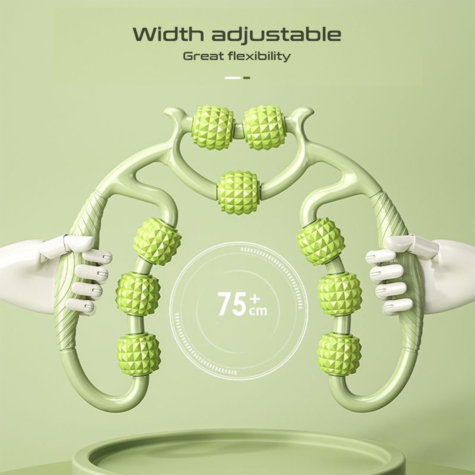 Meridian Wałek do masażu łydek, 360°, 9-kołowy, okrągły masażer zaciskowy, urządzenie do drenażu limfy, wałek do masażu cellulitu, do nóg i mięśni ciała, relaks mięśni do domu i biura, niebieski