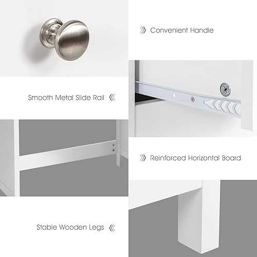 Miniatura 6 de Escritorio blanco para computadora con cajones, estación de trabajo de computadora de oficina en casa, escritorio ejecutivo moderno, mesa de estudio