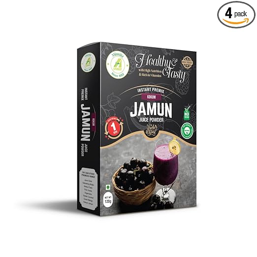 Minnitz Fresh and Delicious Jamun Juice Powder | Instant Mix | High Protien | |No Added Preservatives | No Chemical 480 g(Pack of 4)