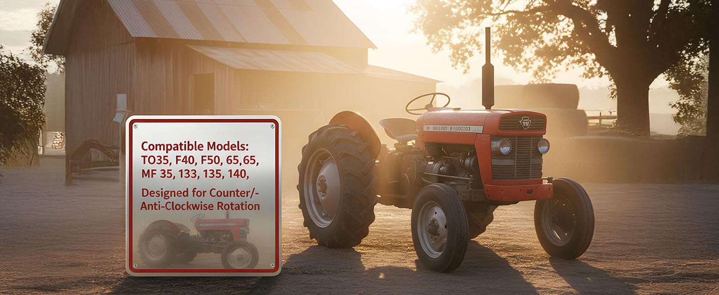Tachymètre 193966M91, 193967M91 compatible avec les tracteurs Massey Ferguson TO35, F40, F50, 65, MF 35, 133, 135, 140 - Tachymètre à rotation horaire