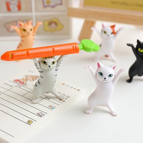 Miniatura 8 de PHILISENMALL 5 piezas de decoración de gato bailarín modelo lindo encantador adorno decoración habitación pluma sosteniendo estatua para fiesta,