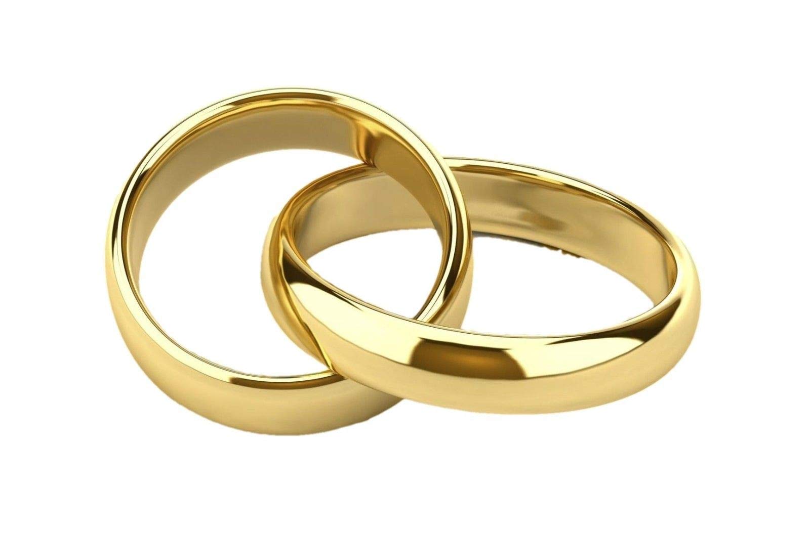 OTTAGONO Par de alianzas/alianzas de boda – Compromiso de plata 925 chapado en oro amarillo con grabado interno gratuito (NCA0068/POG), Plata chapada en oro amarillo