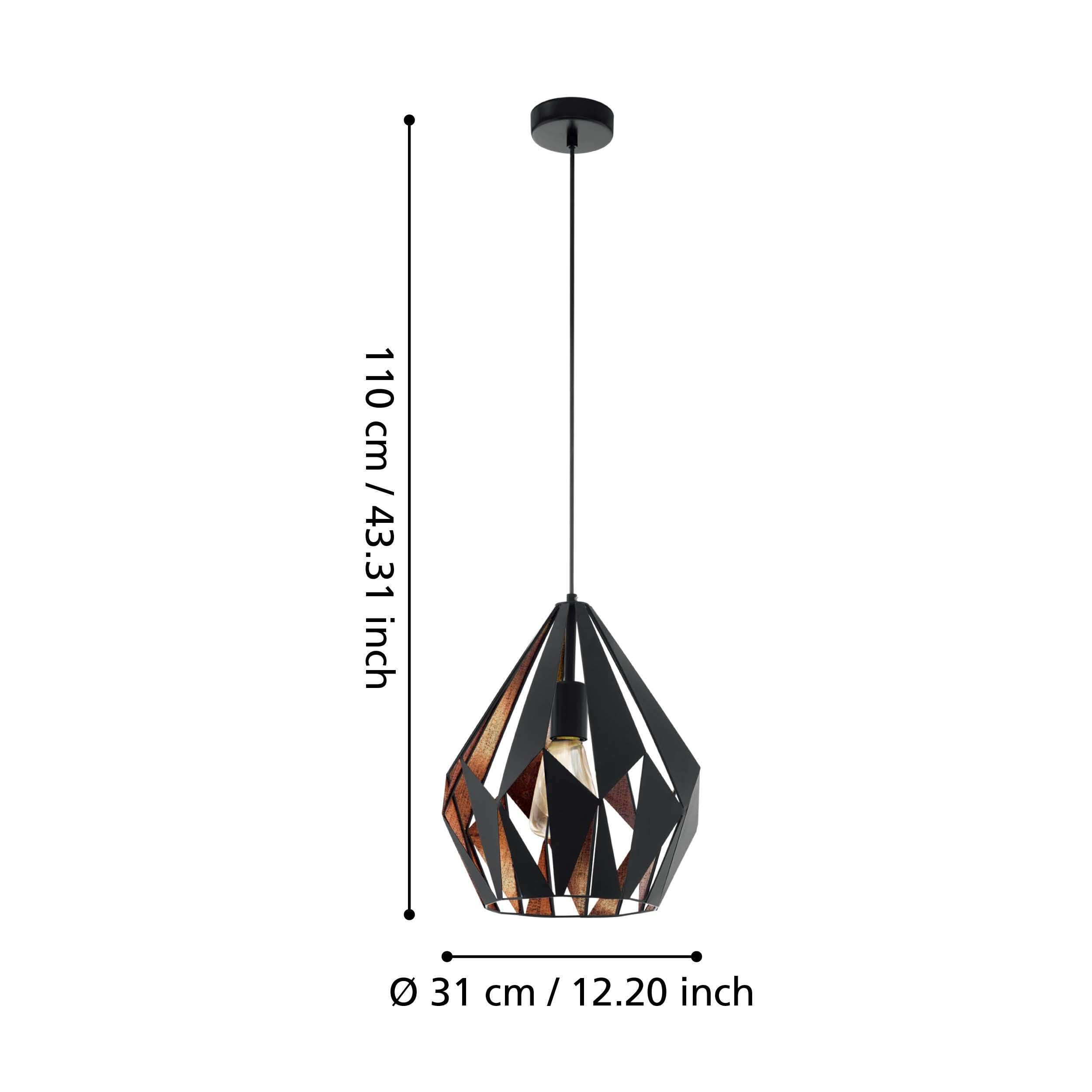 EGLO Lampa wisząca CARLTON 1, 1-ogniskowa lampa wisząca vintage