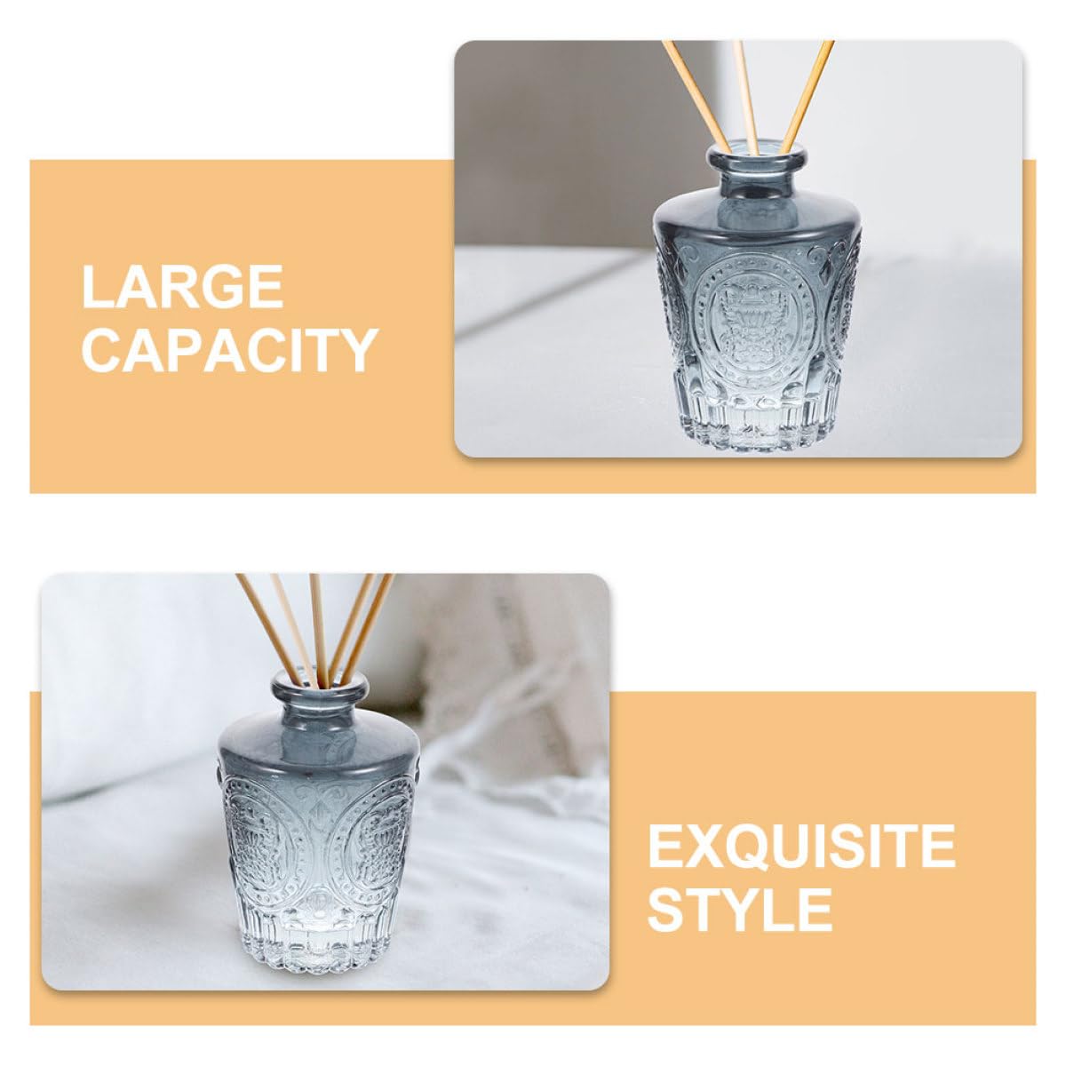 BESPORTBLE Lot de 4 Flacons Diffuseur en Verre Bleu 130ml pour Parfum D'ambiance Diffusion Polyvalente et Design Simple Décoratif pour Toute Pièce
