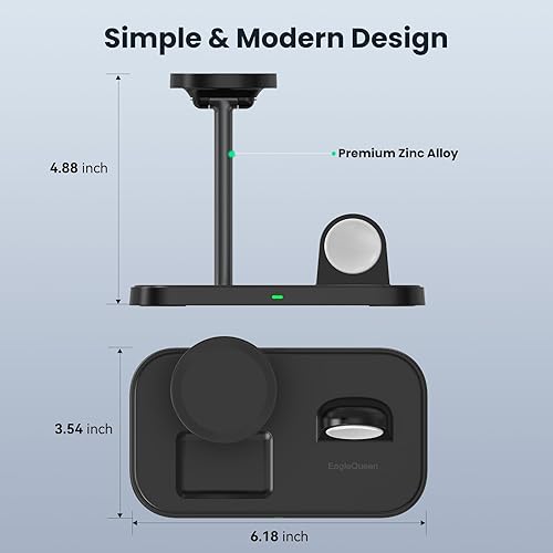 Miniatura 7 de Soporte de cargador inalámbrico 3 en 1, soporte de cargador MagSafe de carga rápida con adaptador de 30 W, estación de carga inalámbrica compatible