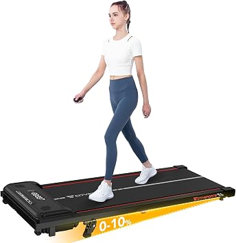 CITYSPORTS 10% Incline Walking Pad,Under Desk Treadmill With 3-Level Incline Adjustment,1-6KM/H Walking Treadmill With Remote Control,LED Display,No installation