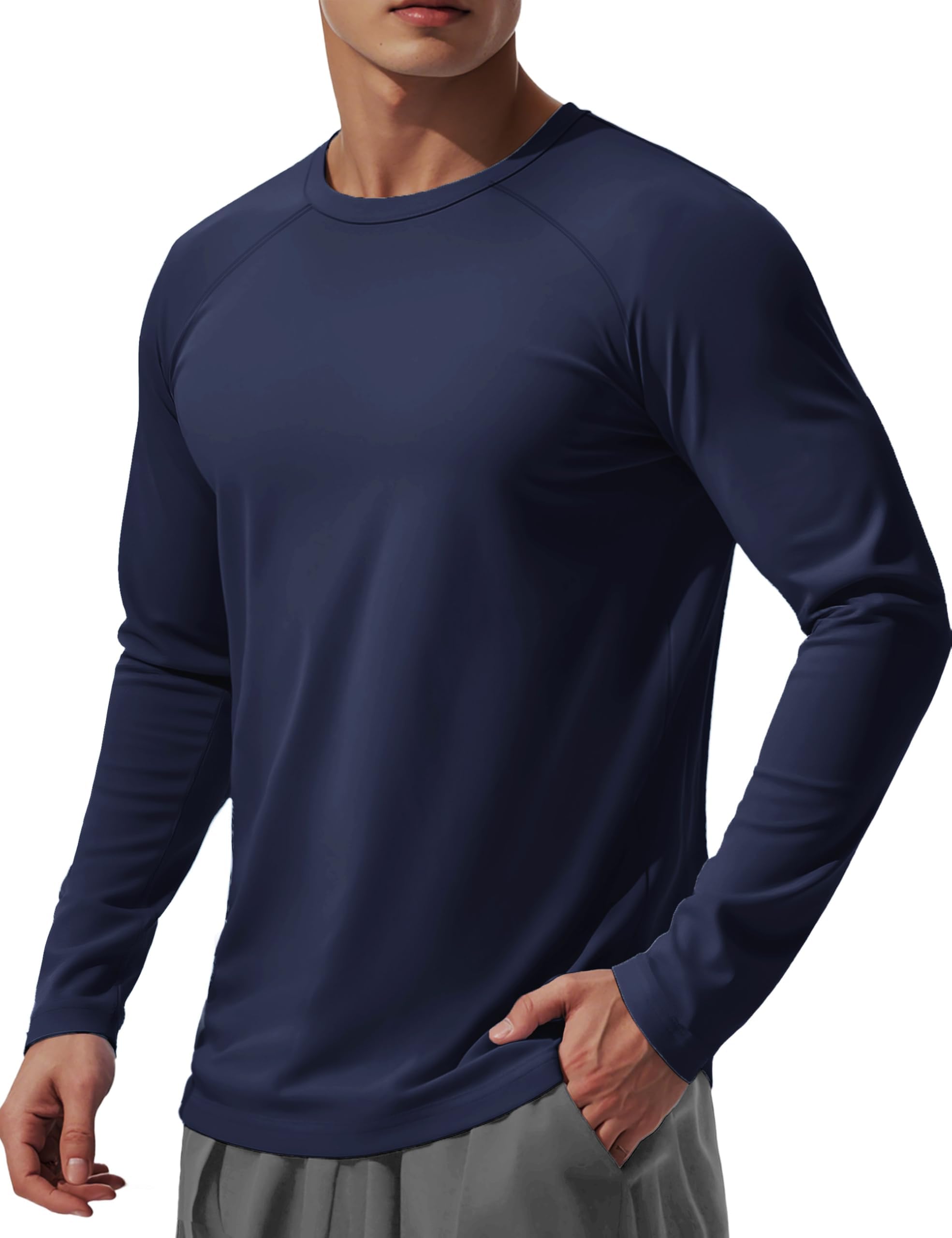 MAGCOMSEN Men's Rash Guard Swim Shirts UPF 50+ Dry Fit UV Sun Protection Long Sleeve Shirts for Men Summer Athletic SPF Tee