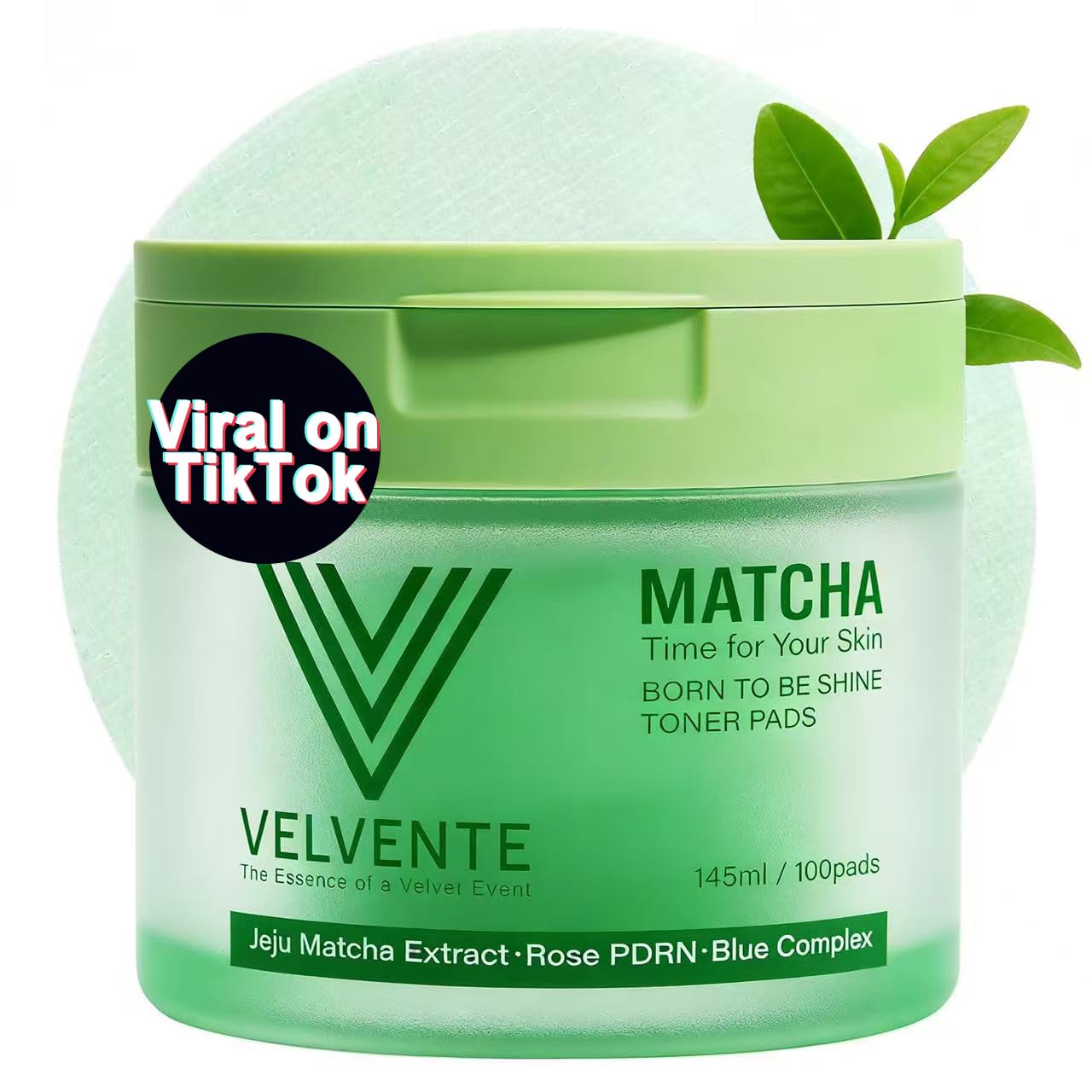 Matcha Toner Pads (100 Pads) with Rose PDRN, Peptides & Hyaluronic Acid | Korean Facial Pads for Dark Spot, Acne Prone & Uneven Skin Tone, Soothing Radiant Skin, Makeup Prep Daily Skincare