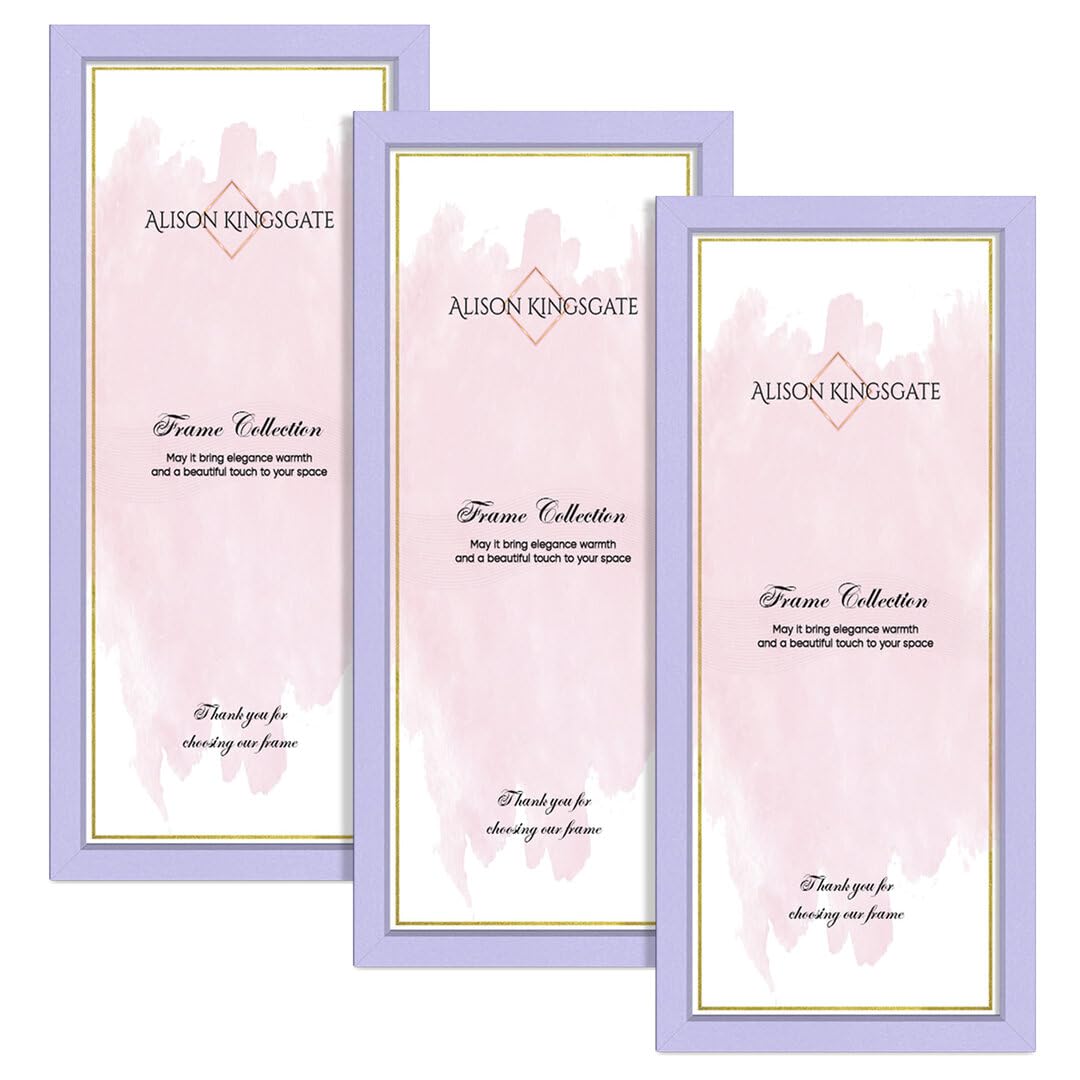 Alison Kingsgate 90X30CM Purple Modern Photo Frames Pack of 3 - Engineered Wood Picture Frame with Perspex Front - Ideal for Certificates - Wall Mount or Tabletop - Multiple Sizes & Colors