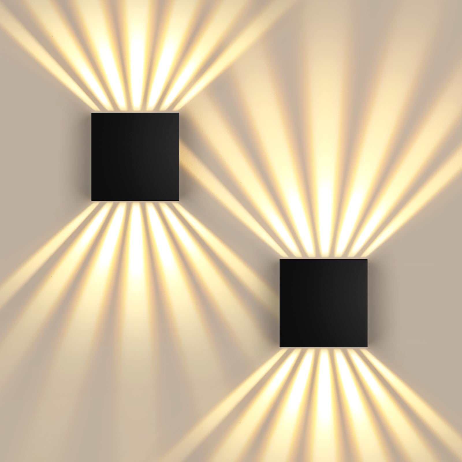 JVURICE LED Wandleuchte Innen/Außen IP67, Wandlampe Aluminium im Up Down 3000K Warmweiß, 12W Moderne Wandleuchten Dekoration für Wohnzimmer, Schlafzimmer, Korridor & Treppenhaus, 2 Stück - Schwarz