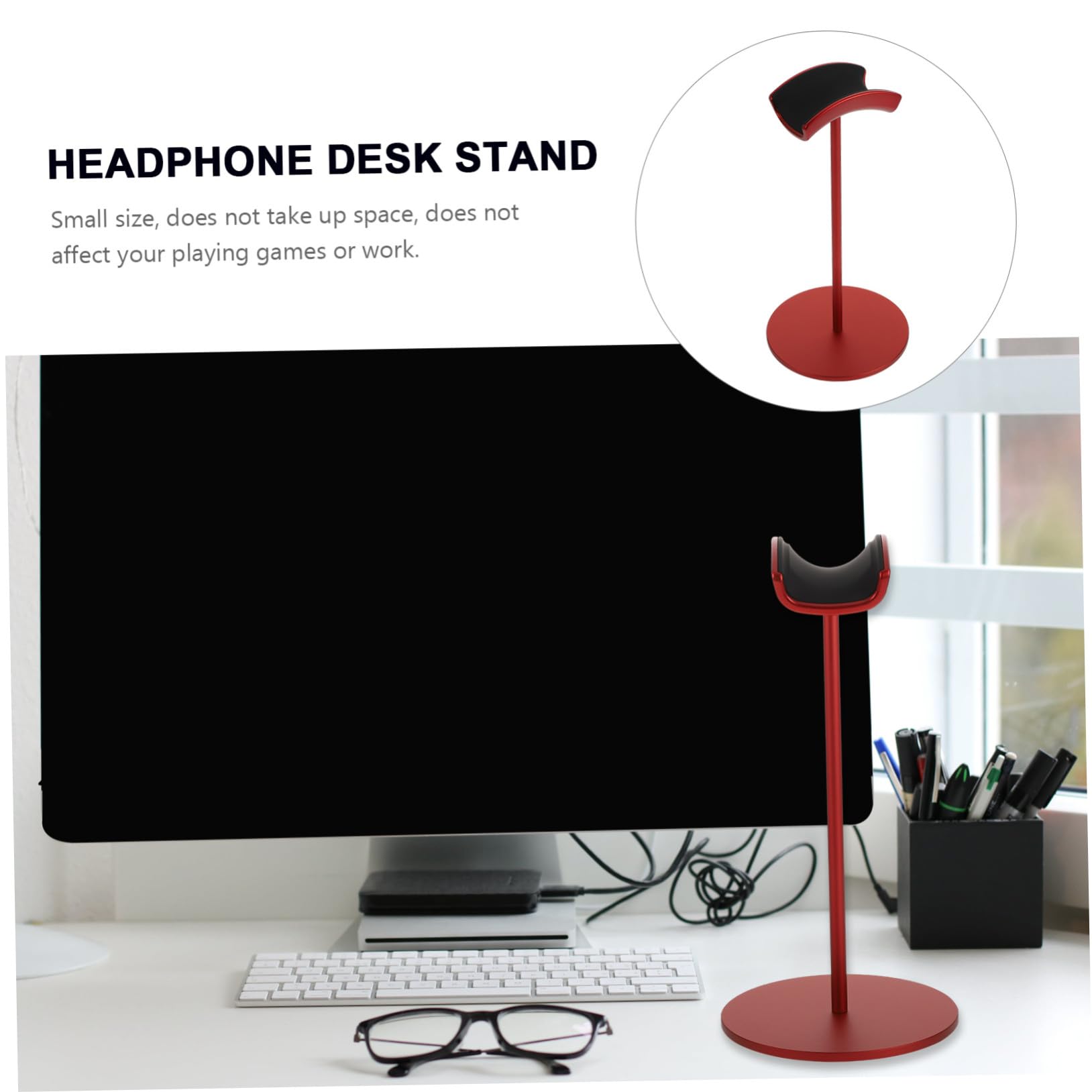 Gatuida Supporto per Cuffie da Scrivania Design Liscio e Curvo Rosso in Lega di Alluminio Organizer per Headset Gaming e Accessori Computer Desktop