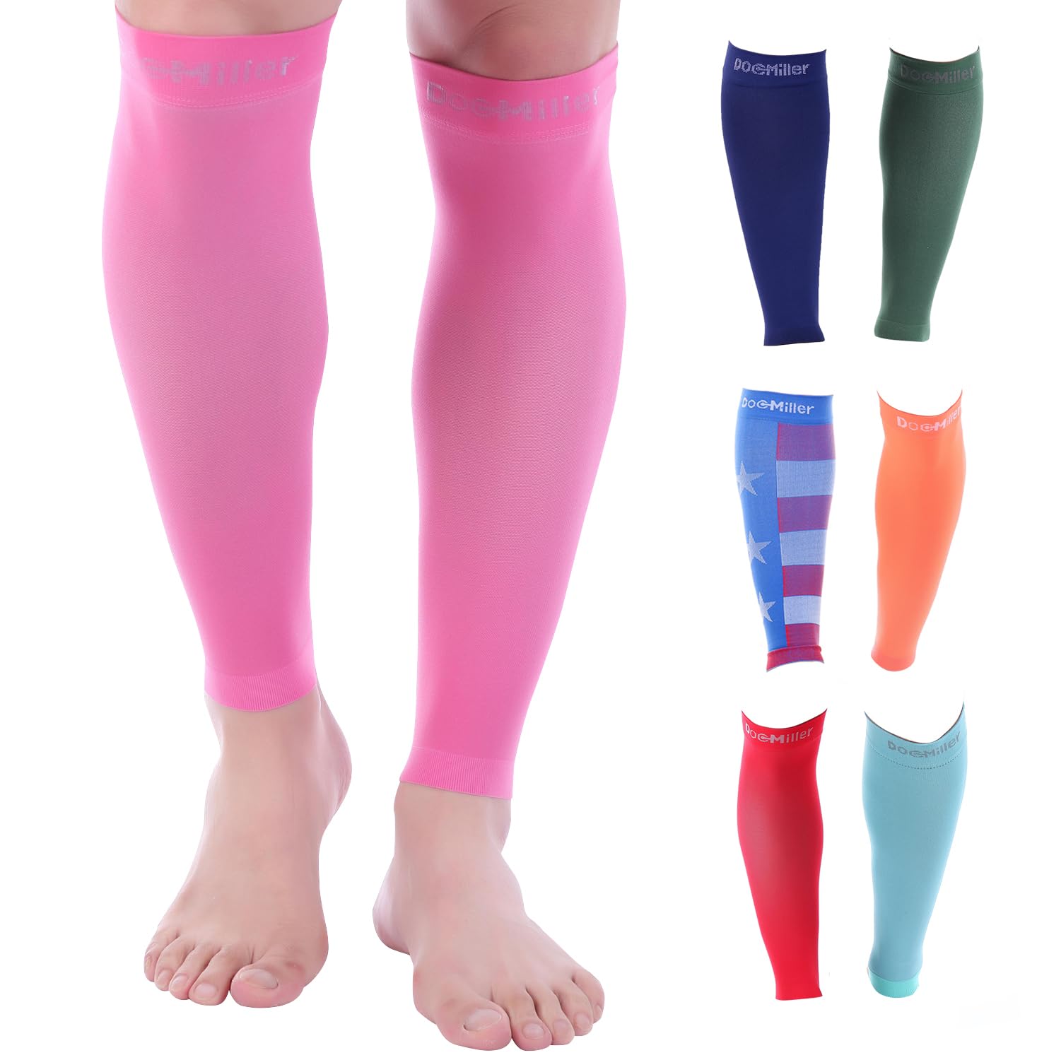 Doc Miller Compression Calf Sleeve for Men & Women – 20-30mmHg Graduated Support for Running, Shin Splints, Calf Strain – Knee High, Small to 6XL Plus