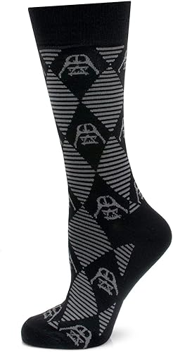 Cufflinks Inc. Star Wars Darth Vader Argyle Stripe Calcetines de vestir negros, talla única (hasta la talla 12 de hombre), con licencia oficial de