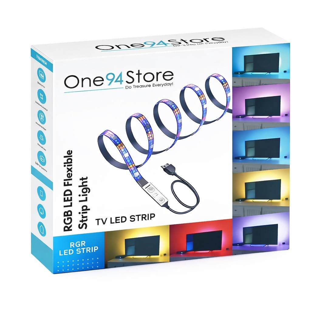 One94Store RGB LED Strip Light 3 Meter USB Powered 5V Flexible Color Changing LED Light with Mini Controller for TV Backlight, Gaming Desk, PC, Monitor, Mirror (for 32-40" inch Tv'S)