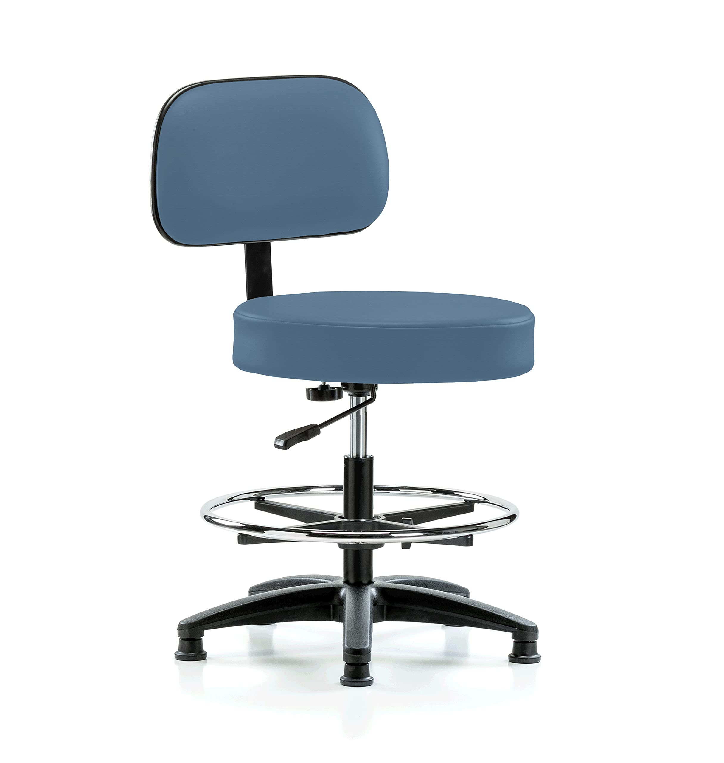 Perch Basic Exam Stool with Foot Ring, Glides, 21-28.5", Newport Fabric