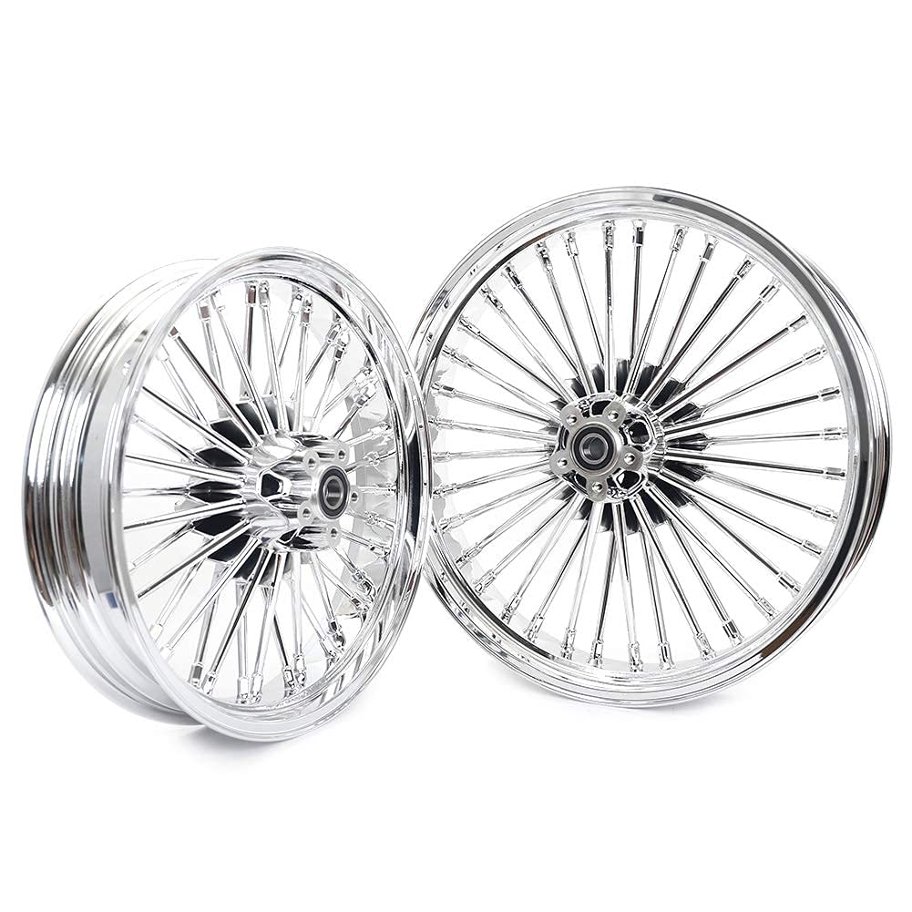TOFR 21x3.5 18x3.5 Chrome Fat Spoke Wheels For Harley Touring Baggers 84-08