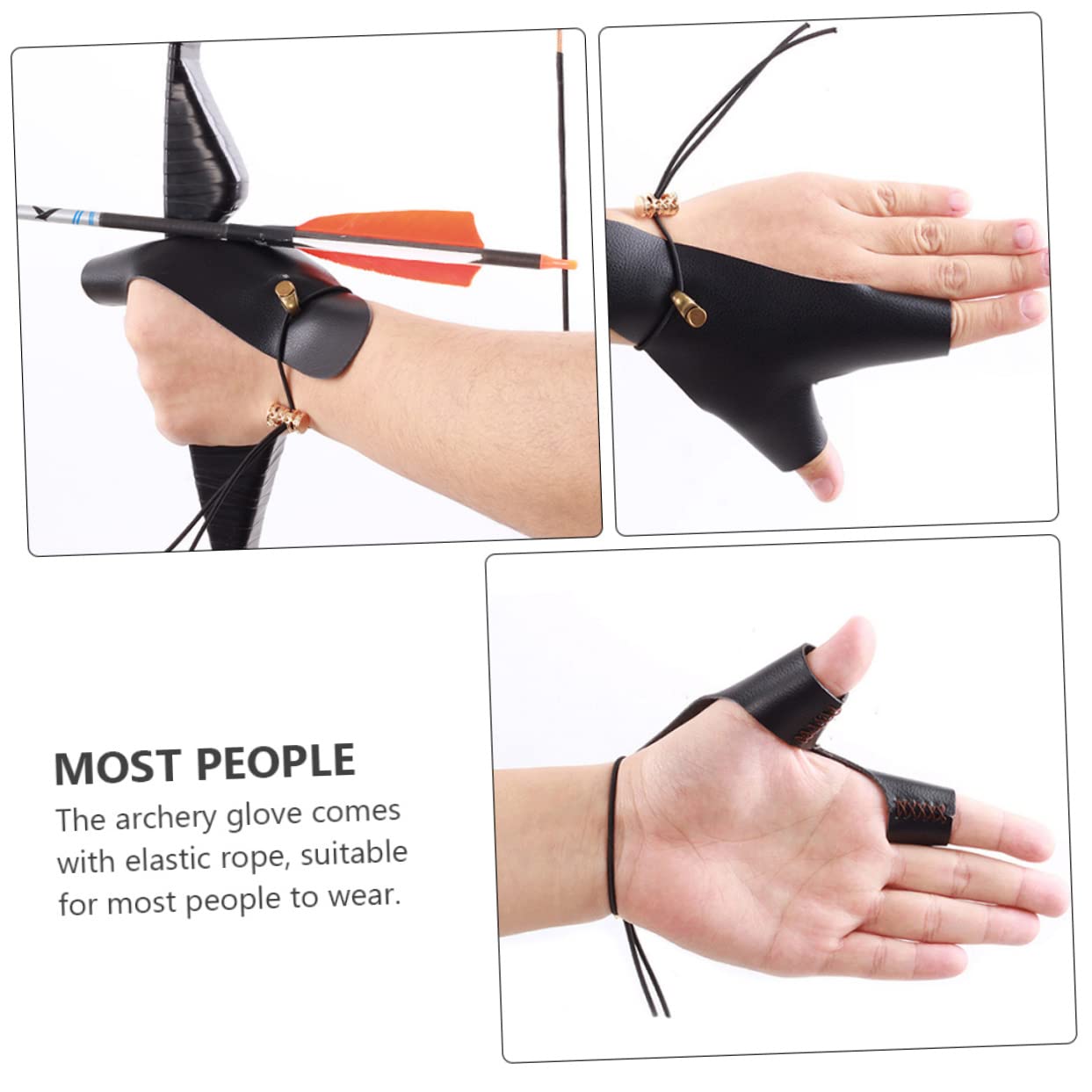 Outanaya 2pcs Finger Gloves Pu Leather Protector for Enhanced Grip Comfort for Shooting Arrow Accessories Non- Design for Practice