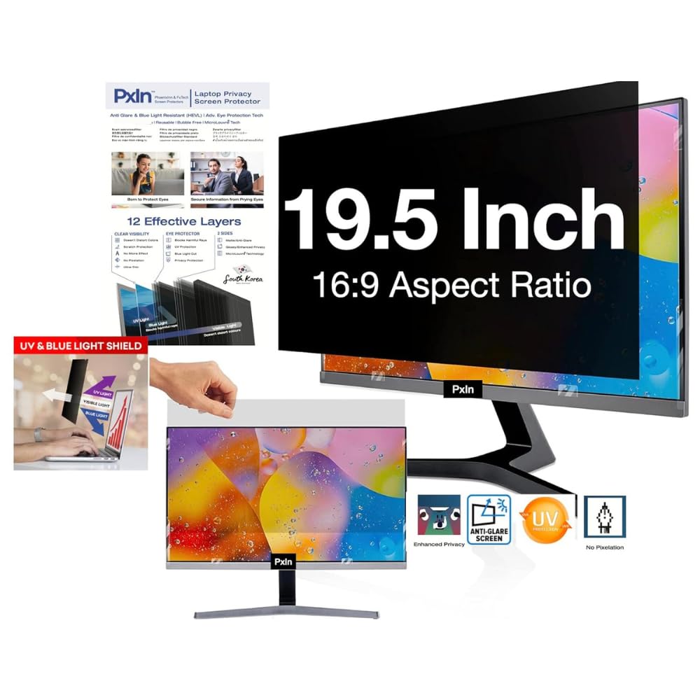 PxIn 19.5 Inch (16:9) Laptop Privacy Filter | No Eye Strain | Anti Glare & Blue Light UV, Anti Scratch, No Dry Eyes (B0C89T1V3Q) Amazon Price History, Amazon Price Tracker