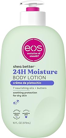 eos Shea Better Body Lotion- Crème de Pistachio, 24-Hour Moisture Skin Care, Lightweight & Non-Greasy, Made with Natural Shea, Vegan, 16 fl oz