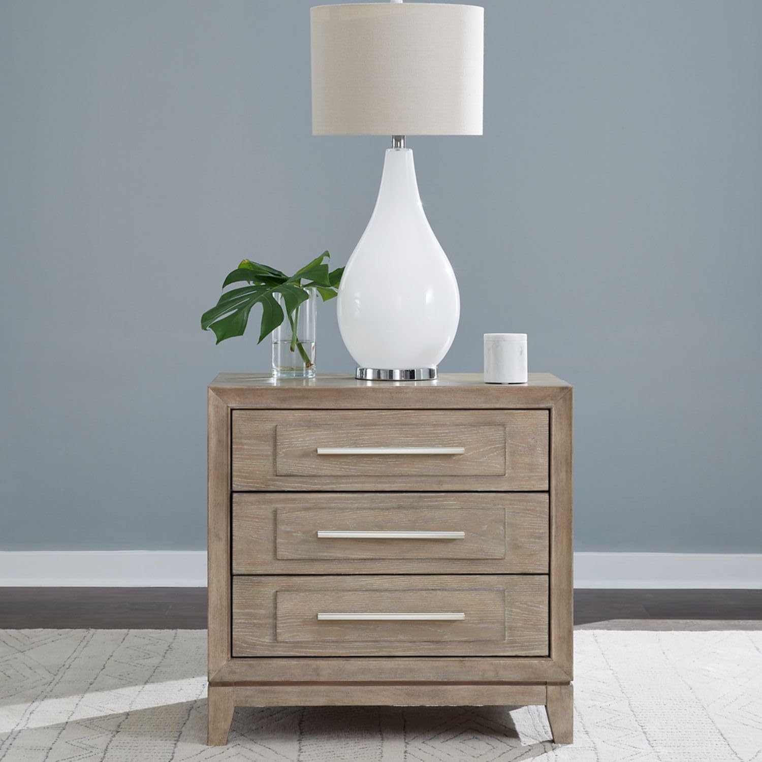 Liberty Furniture Brentwood 3 Drawer Bedroom Nightstand with AC USB Charging Station Contemporary Bedroom - Sandstone