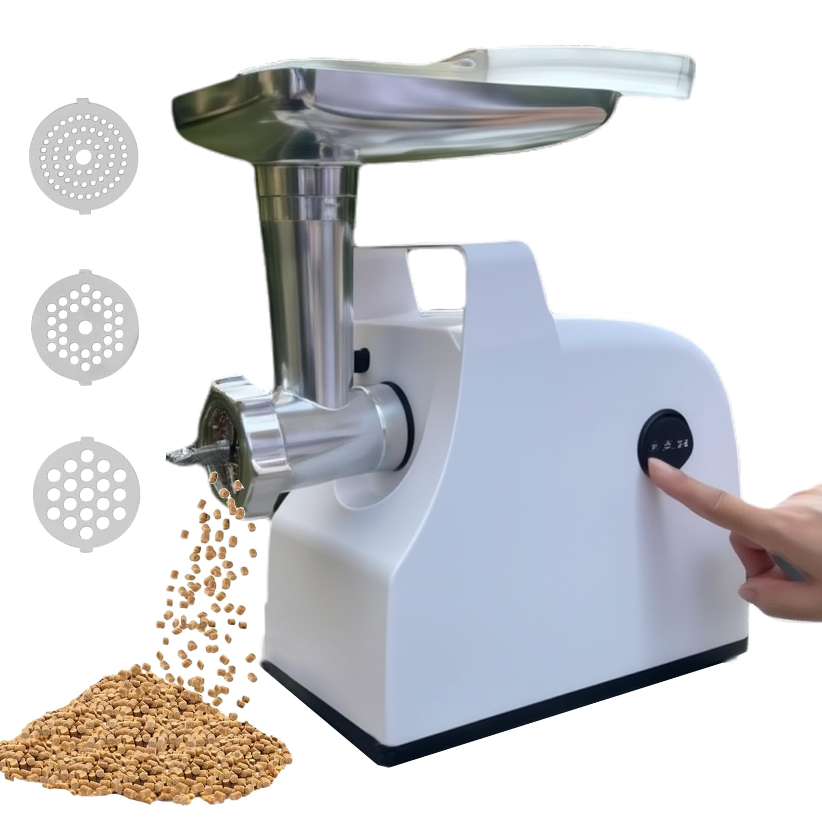 Máquina eléctrica de pellets de alimentación, peletizadora de 500 W y molino de granos para alimentos para mascotas, adecuada para pájaros, peces, perros, gatos, ganado y cebo de pesca