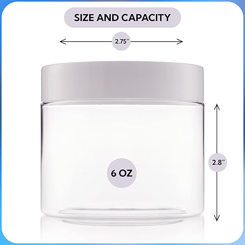 Miniatura 2 de Tarros de plástico con tapas, recipientes de plástico pequeños de 6 onzas, paquete de 12, recipientes de cosméticos de viaje para cremas, tarro