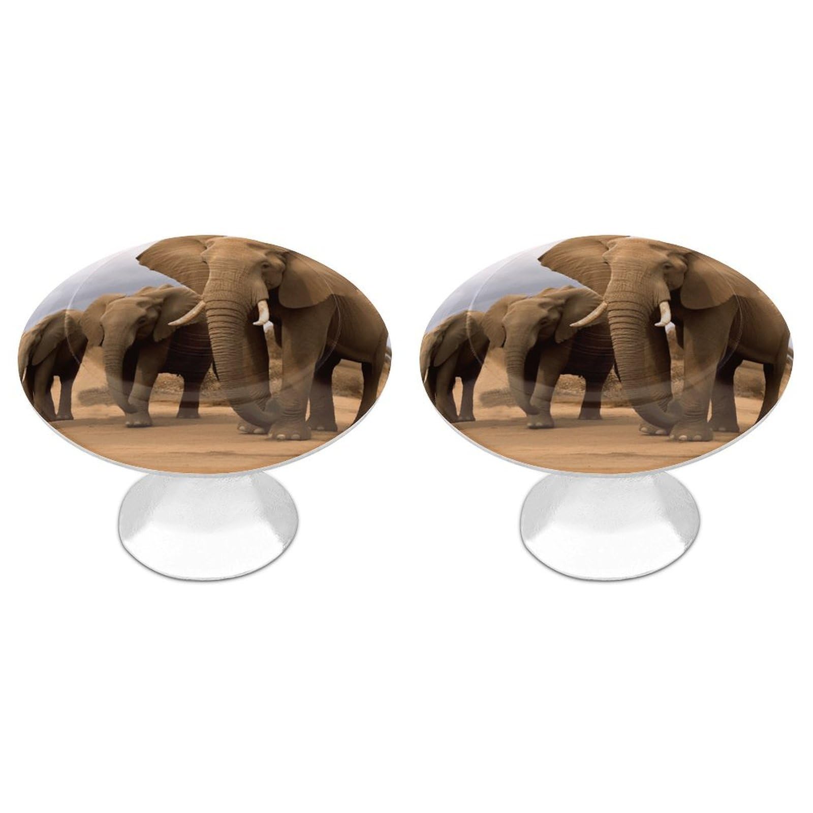 Fekiloot White Elephant Family Cabinet Knobs For Kitchen Ornament, Round Zinc Decorative Drawer Pulls For Cabinets Trendy, Dresser Drawers Pulls Bathroom Dresser Knob With Screw