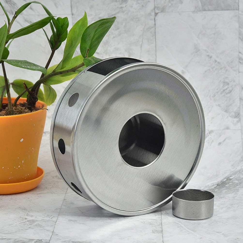 2pcs Stainless Steel Tea Warmer Teapot Milk Warmer Tea Stove Warmer Candle Stand Tea Heater Teapot Warmer (Silver)