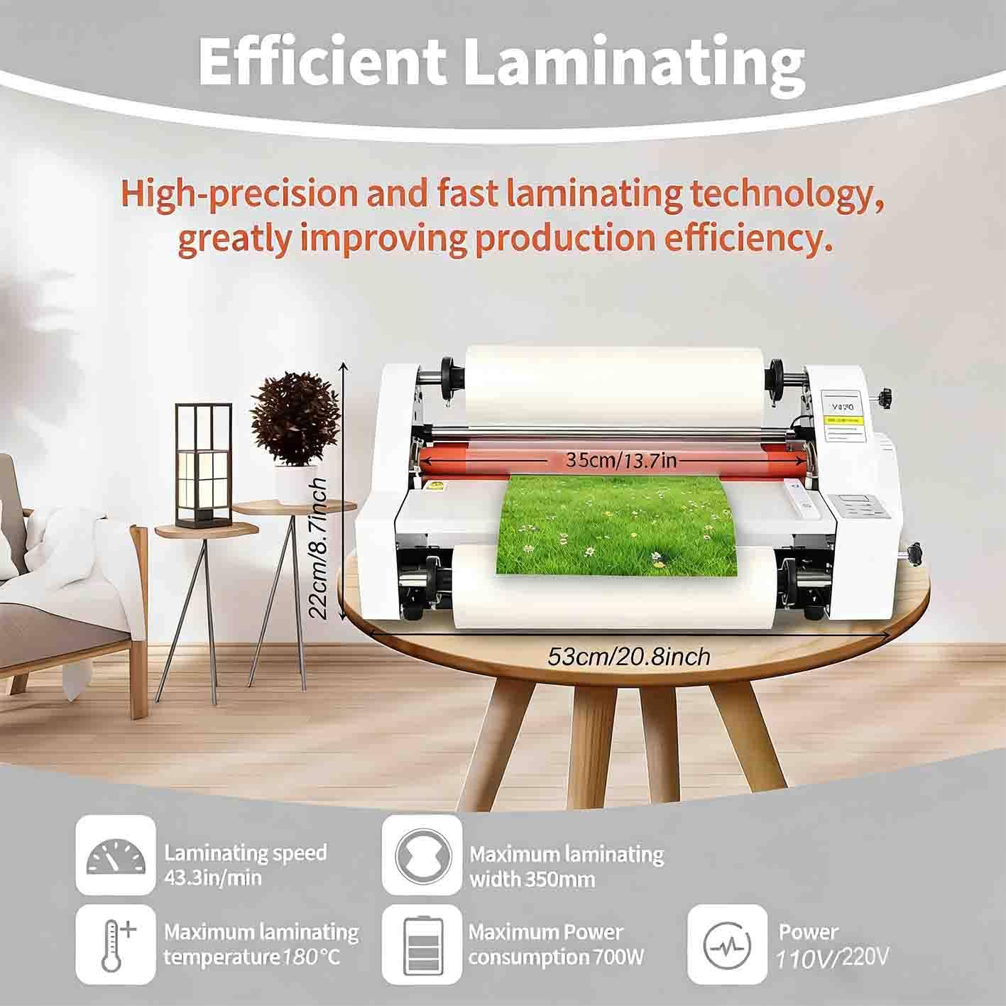 Plastificatrice Professionale V350, Spessore di Plastificazione 0,1-5 Mm, Plastificazione a Caldo E a Freddo Combinata, Adatta per Uffici Aziendali, Studi di Stampa E Officine Manuali