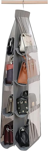 DQZSY Handbag Hanging Organizer (8 Pocket), Hanging Purse Organizer Handbag Storage Hanger Oxford Cloth Dust Proof Storage Holder Bag Wardrobe Closet Space Saving Organizers System,Washable