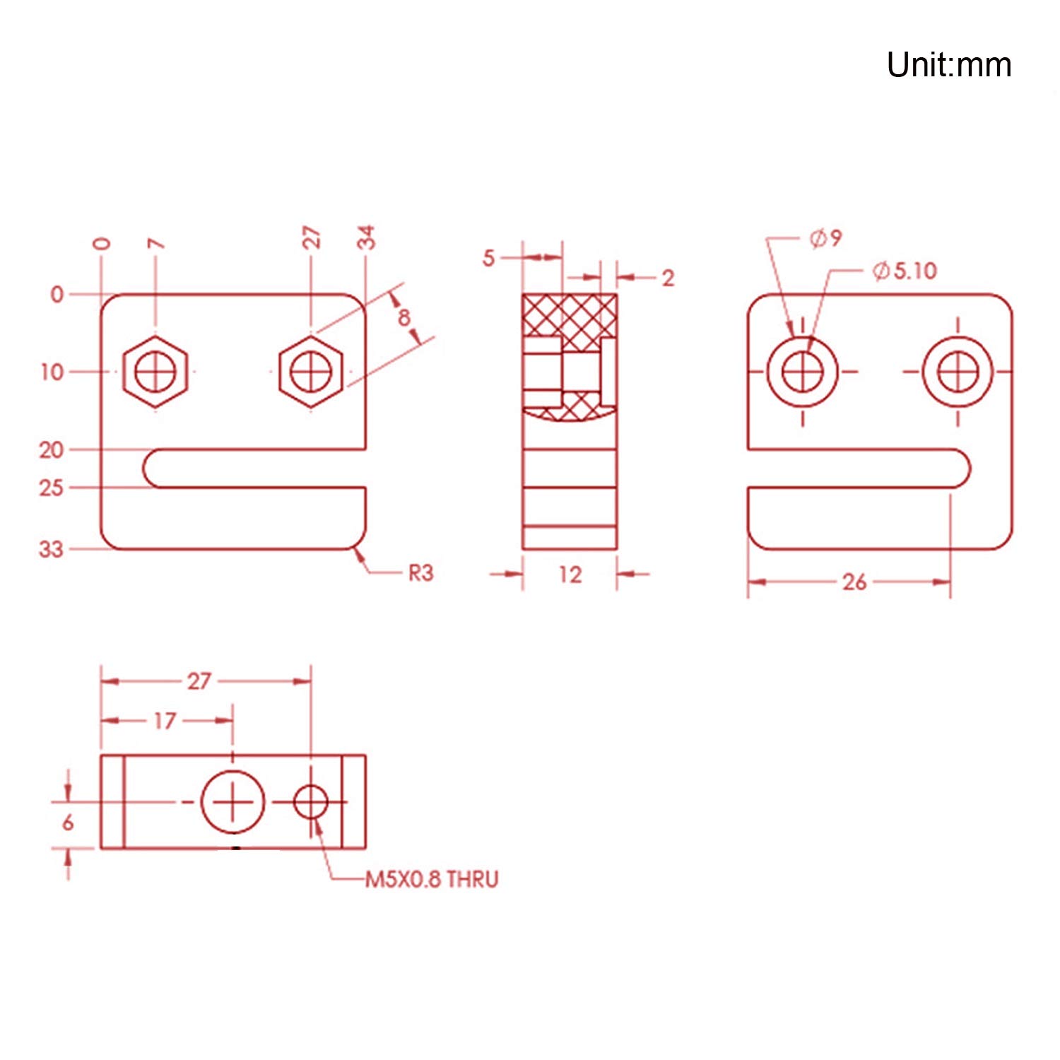 2PCS Anti-Backlash Nut Block for 8mm Diameter, 2mm Pitch 2mm Lead POM Screw Nut for CNC and 3D Printer (2mm Lead-1-heads) — Amazon image 2